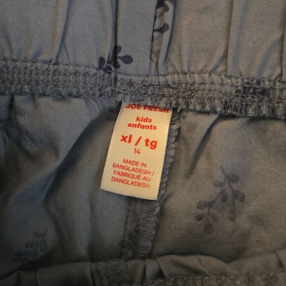 Joe Fresh Kids XL/14 Blue Floral Print Lightweight Jogger Pants Smocked Waist - Picture 3 of 3